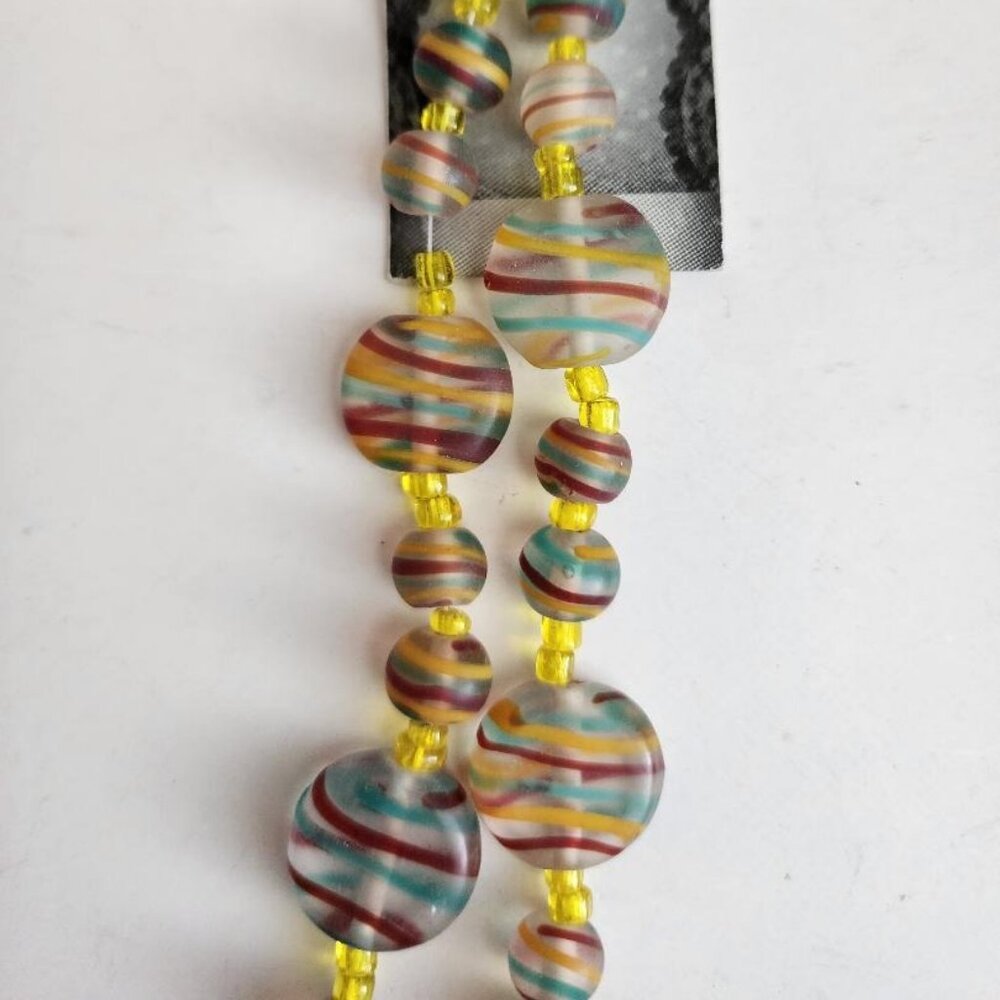 Yellow Glass Bead Strand, Jewelry Making Beads, Destash